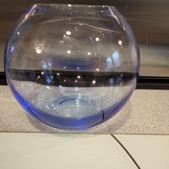 Beautiful Austrian Crystal Light Indigo Blue Round Bowl Vase 6" - Picture 2 of 7